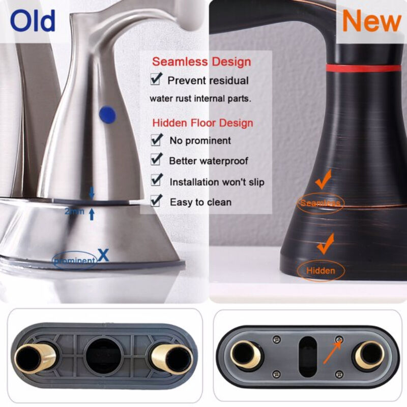 Classic Oil Rubbed Bronze 2-Handle Bathroom Vanity Faucet with Pop-Up Drain & Supply Hoses