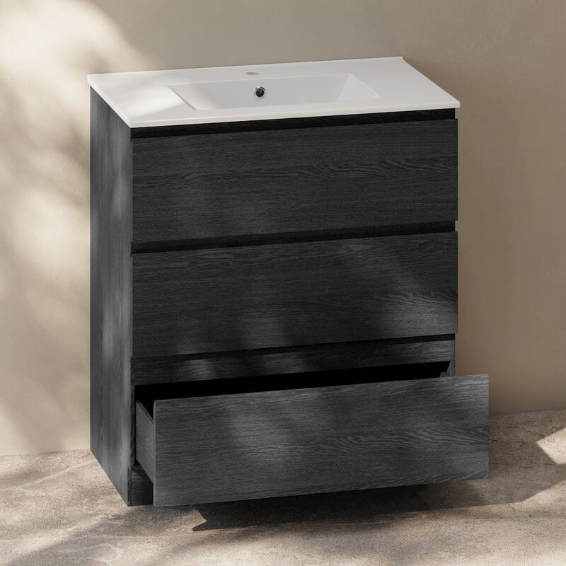 Liberte 30" Freestanding Bathroom Vanity in Black Oak with Sink Top image number 8
