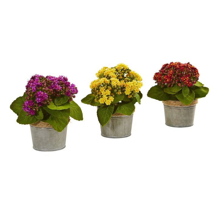 Nearly Natural 9-in Kalanchoe Artificial Plants (Set of 3)