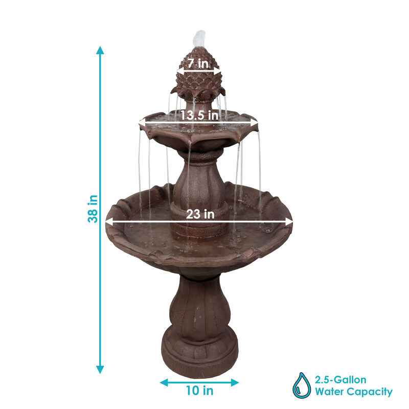 Sunnydaze Curved Plinth Polyresin Outdoor 2-Tier Water Fountain
