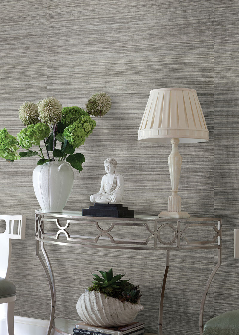 Nathan Silver Grasscloth Wallpaper image number 1