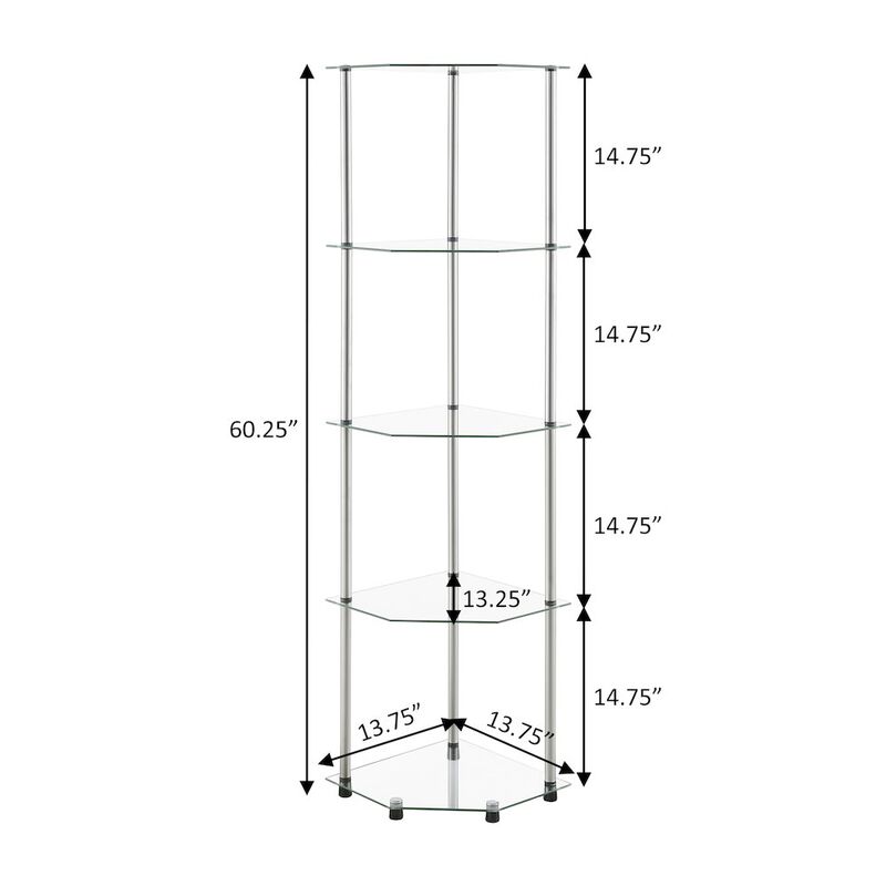 Convenience Concepts Designs2Go Classic Glass 5 Tier Corner Tower