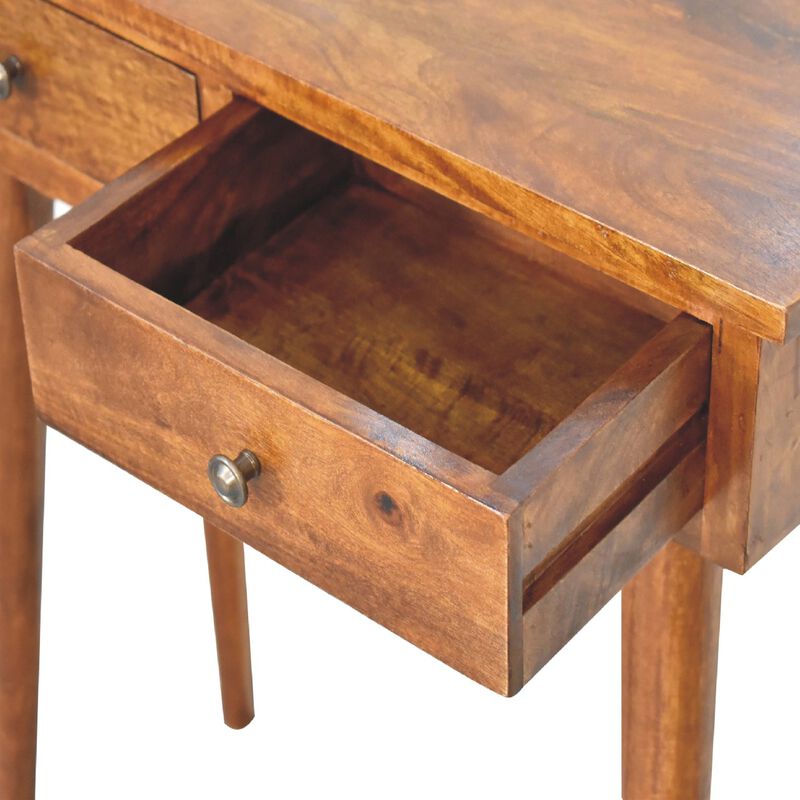 Artisan Furniture Solid Wood Mini Chestnut Hallway Console, 2 Drawers, Brown image number 4