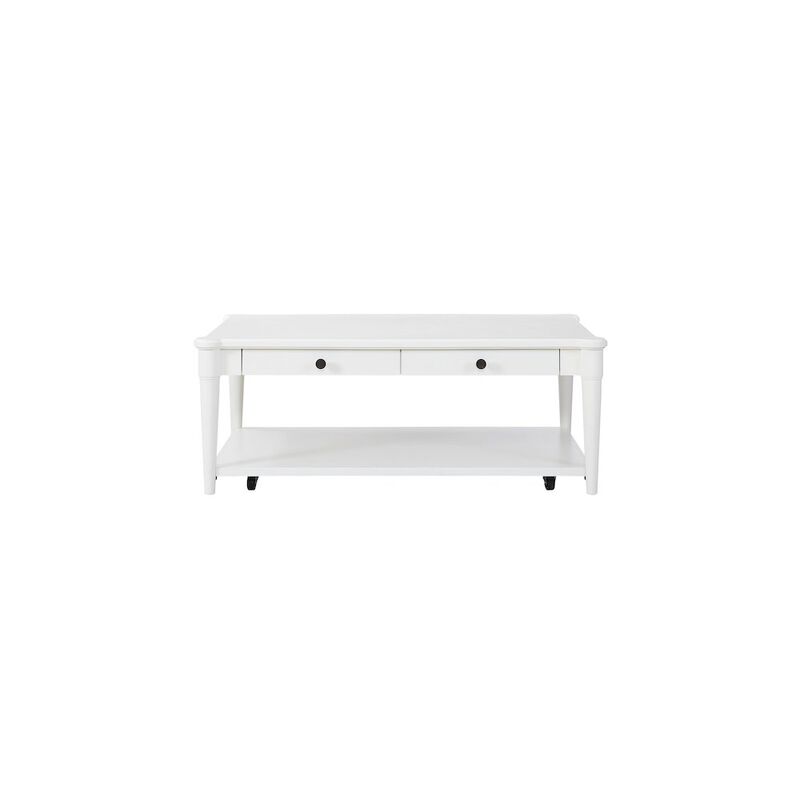 Wilmington Wood Top Cocktail Table W/ Casters-White