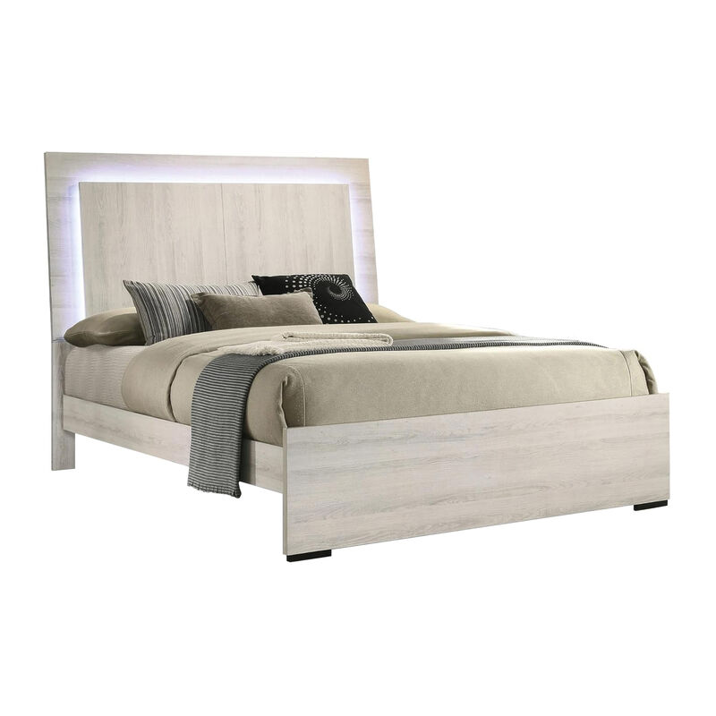 Queen Bedroom Set, White Wash, Chrome, 2 Piece Set with Nightstand image number 3