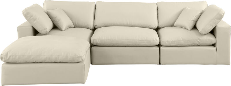 Meridian Furniture Comfy Cream Vegan Leather Modular Sectional