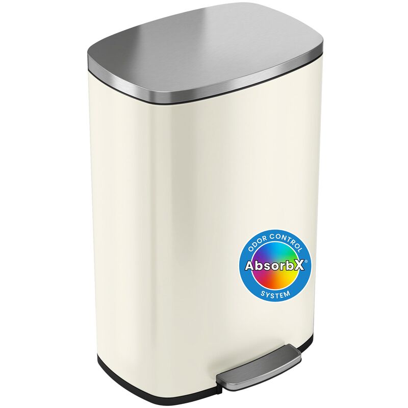 iTouchless 13.2 Gallon / 50 Liter SoftStep Ivory White Step Pedal Trash Can