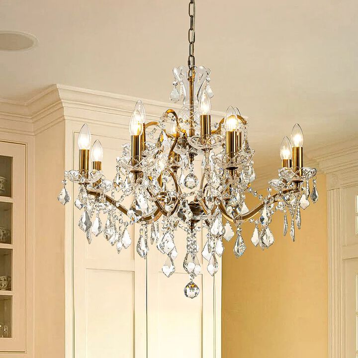 Classic Traditional Antique Gold Ornate Crystal Chandelier