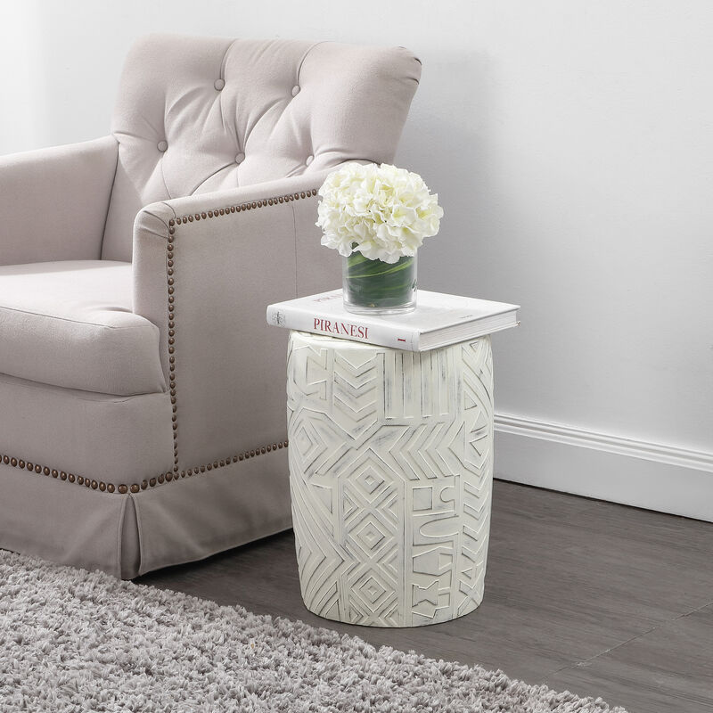 Rafi MidCentury Modern Geometric Drum Garden Stool