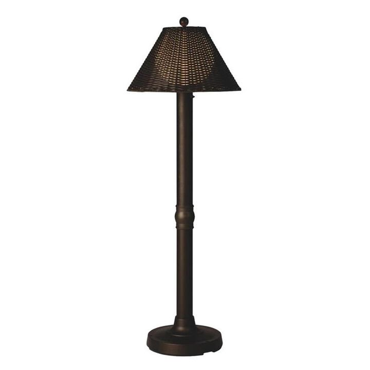 Patio Living Concepts Tahiti II 60 in. Floor Lamp 17207 with 3 in.  tube body and tight weave flat wicker walnut shade