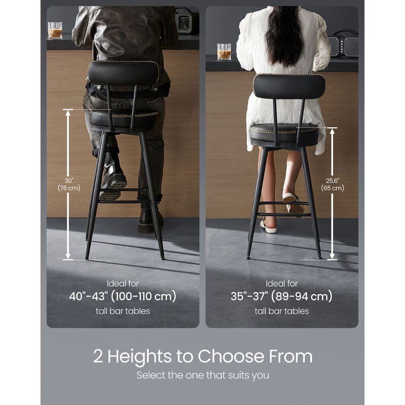 Comfortable Bar Stools Set of 2 for Dining Room or Counter Seating