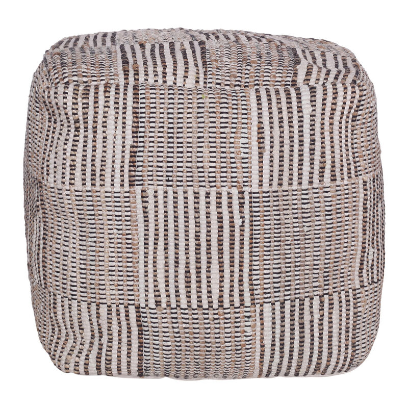 Cotton Cube Geometric Pouf Ottoman for Living Room or Bedroom Seating