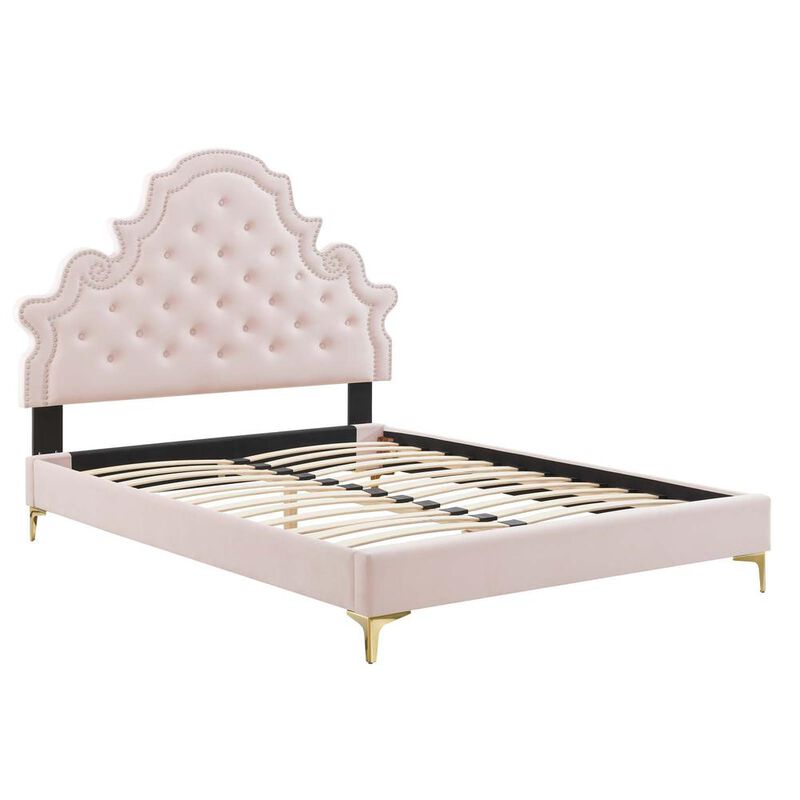 Gwyneth Tufted Performance Velvet Queen Platform Bed image number 1