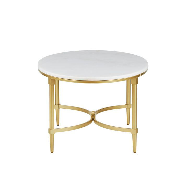 Gracie Mills Marlee Sophisticated Marble Coffee Table with Gold Legs - Assembly Required