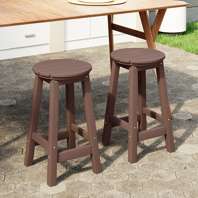 WestinTrends 24" HDPE Outdoor Patio Round Counter Height Bar Stool Set of 2