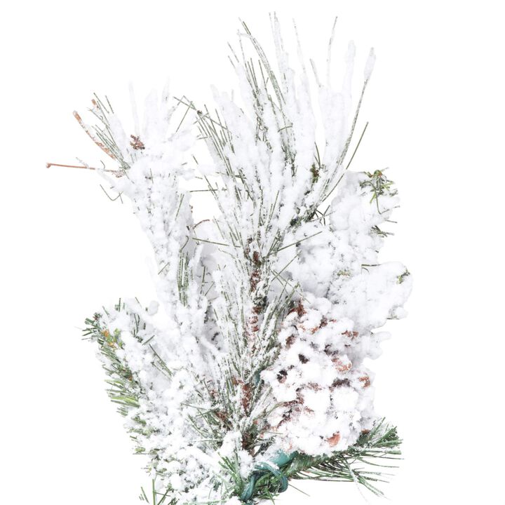 Vickerman 3.5' Flocked Alberta Artificial Christmas Tree, Multi-Colored LED Lights - Snow Covered Faux Tree - Seasonal Indoor Home Decor