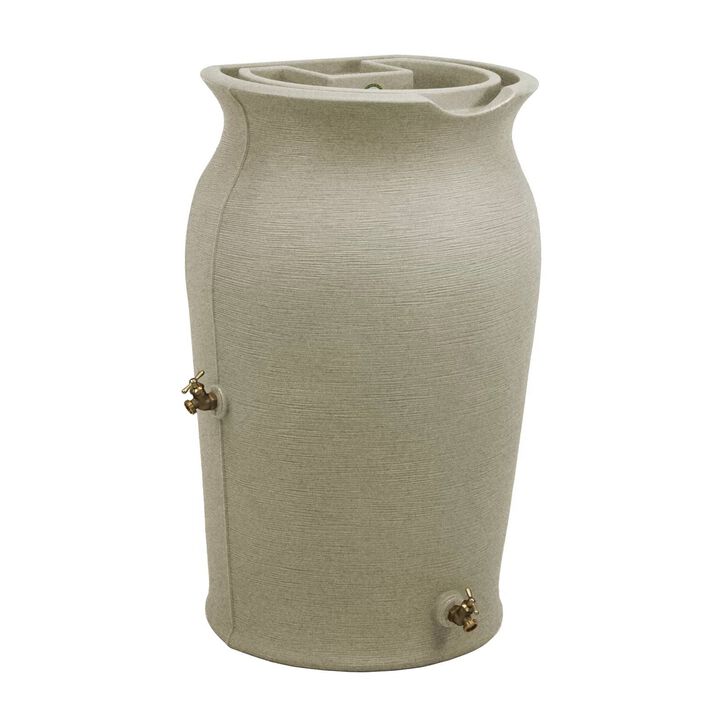 Granite 50-Gallon Plastic Urn Rain Barrel with Planter Top