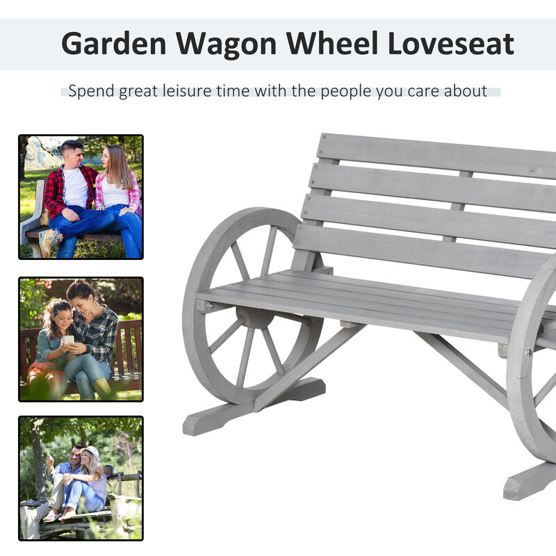 Hivvago Wooden Wagon Wheel Garden Bench image number 6