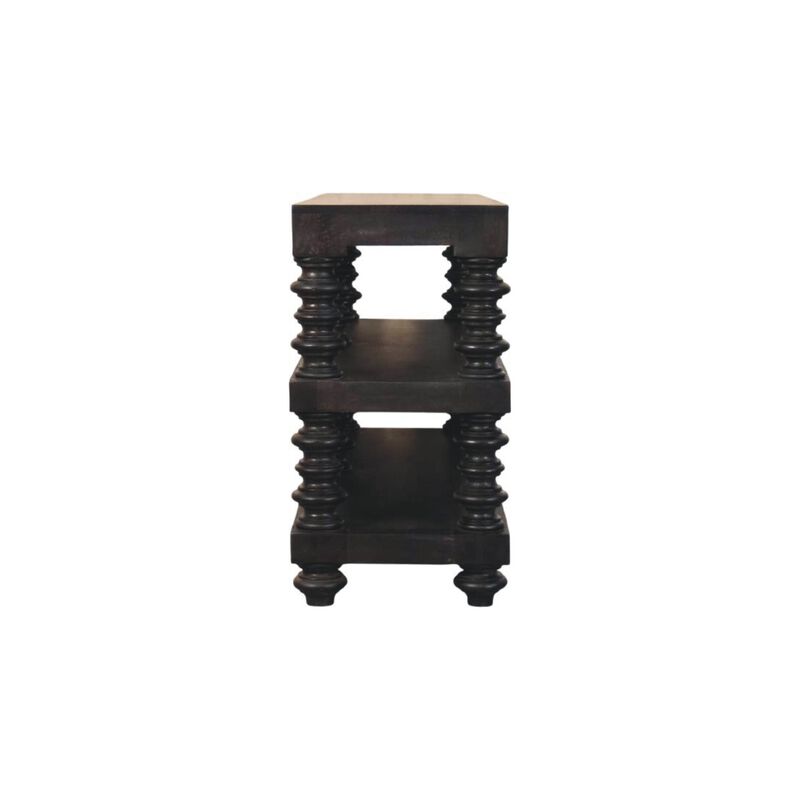 Artisan Furniture Solid Wood Spindle Shelf Console in Carbon Ash