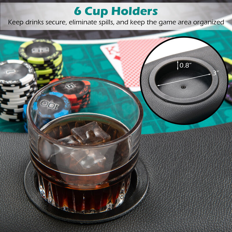 6 Player Portable Poker Game Mat Foldable Table Top for Home-Green image number 5