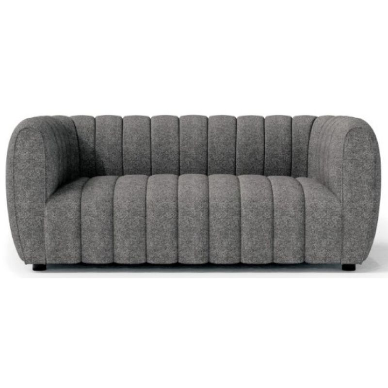 Hery Loveseat, 65 Inch, Gray Boucle, Vertical Channel Tufted Details - Benzara - Benzara