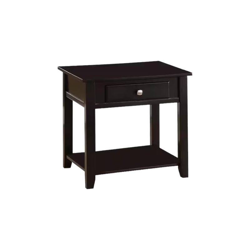 Rustic Square End Table with Storage Drawer and Shelf, Ideal for Home Decor image number 0