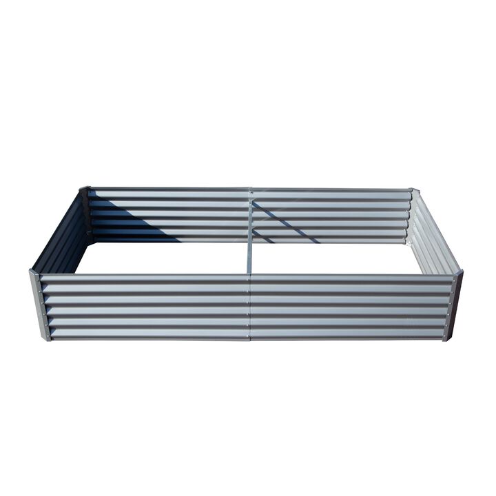CLIHOME 8x4x1.5Ft Outdoor Galvanized Raised Garden Bed, Large Metal Garden Flowerpot Box
