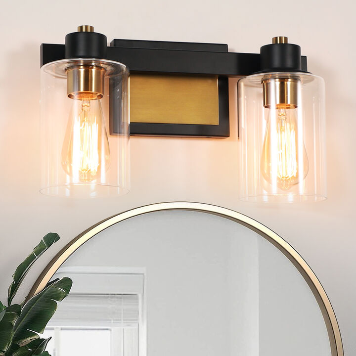 14" 2-Light Dimmable Indoor Wall Sconce with Clear Glass Shades