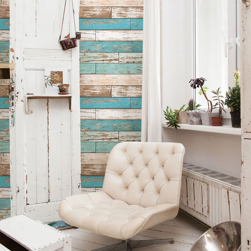 Juda Blue Scrap Wood Wallpaper image number 1