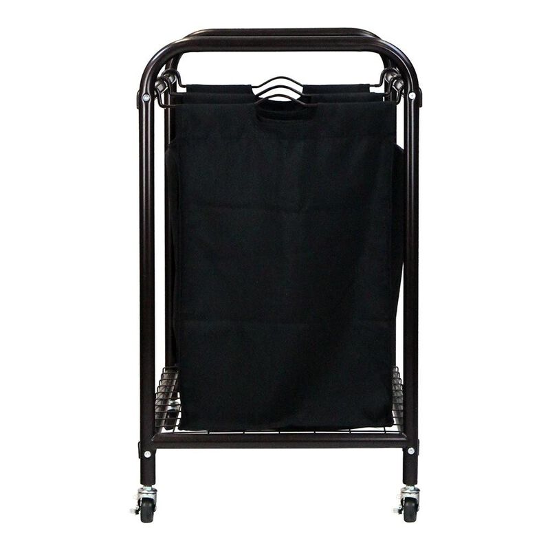 Hivvago Bronze Laundry Hamper Cart with 2 Black Sorter Bags