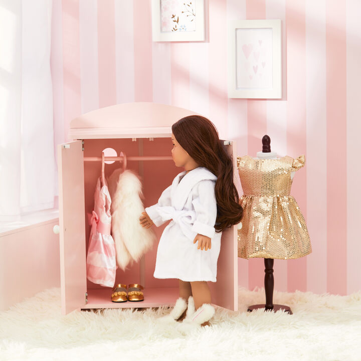 Aurora Princess Armoire, Robe, Slippers for 18" Dolls, Pink