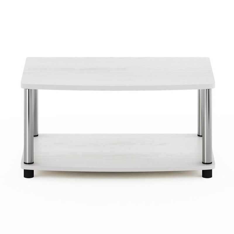 Furinno Turn-N-Tube No Tools 2-Tier Elevated TV Stands, White Oak/Chrome