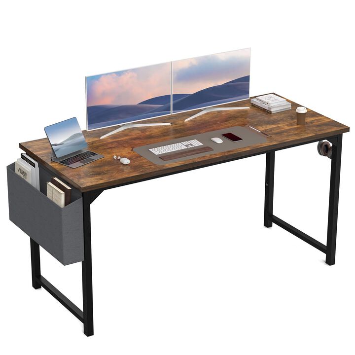DUMOS 63 Inch Office Computer Desk Modern Simple Style Writing Study Work Table for Home Bedroom - Wood Brown