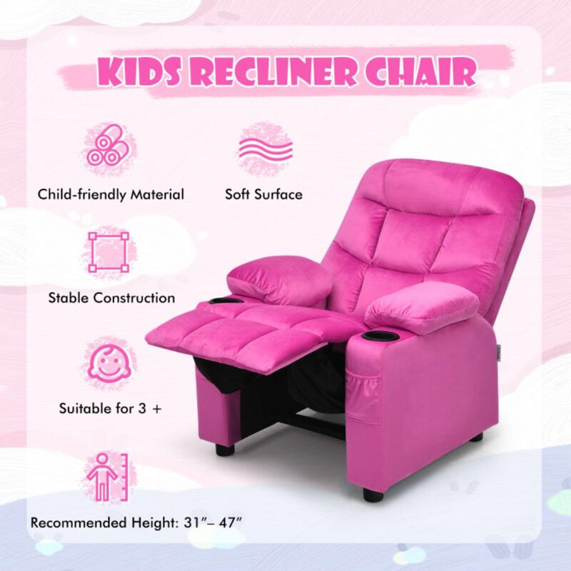 Hivvago Kids Recliner Chair with Cup Holder and Footrest for Children