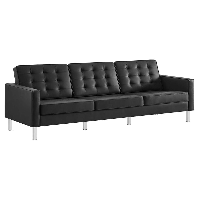 Loft Tufted Vegan Leather Sofa image number 2