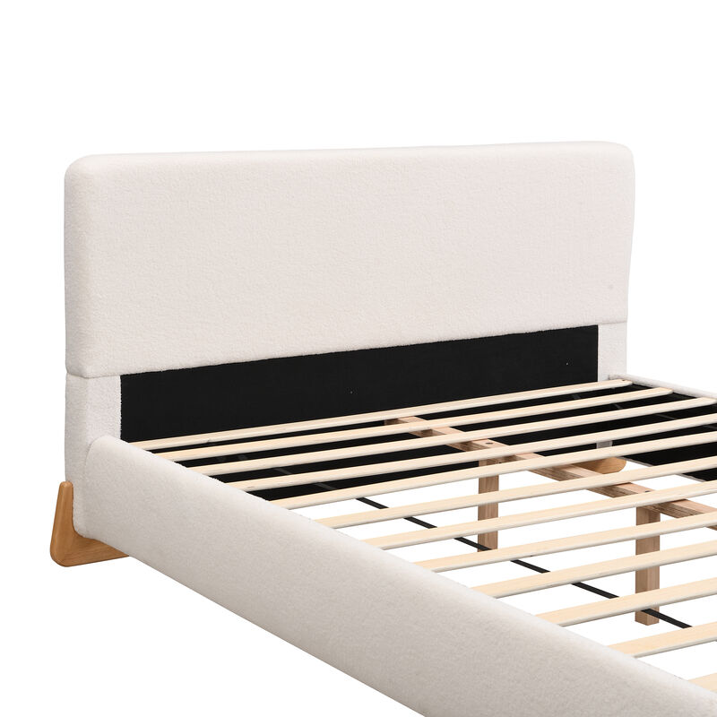 Merax Elegant Boucle Upholstered Platform Bed