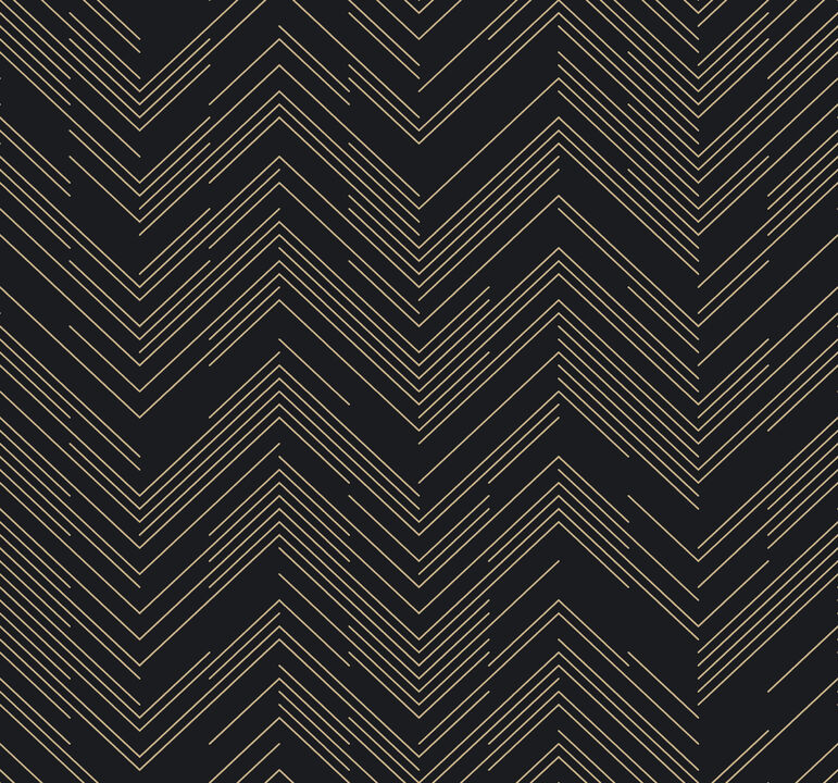 Polished Chevron Black & Gold Wallpaper