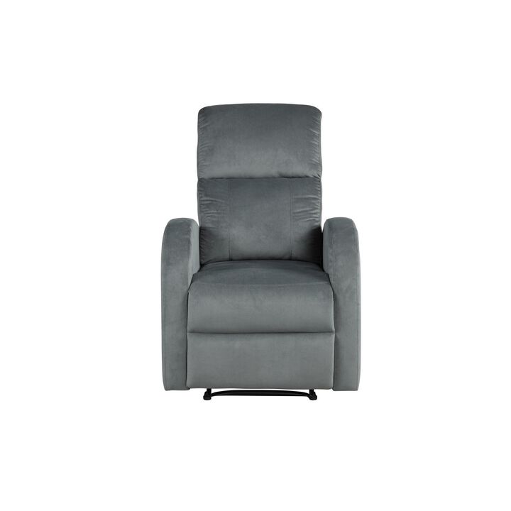 Power Motion Recliner with Fabric Wrapping and Curved Arms, Gray-Benzara