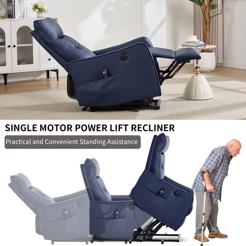 Faux Leather Power Lift Recliner Chair 155&deg; Recliner with Massage Heat & USB image number 3