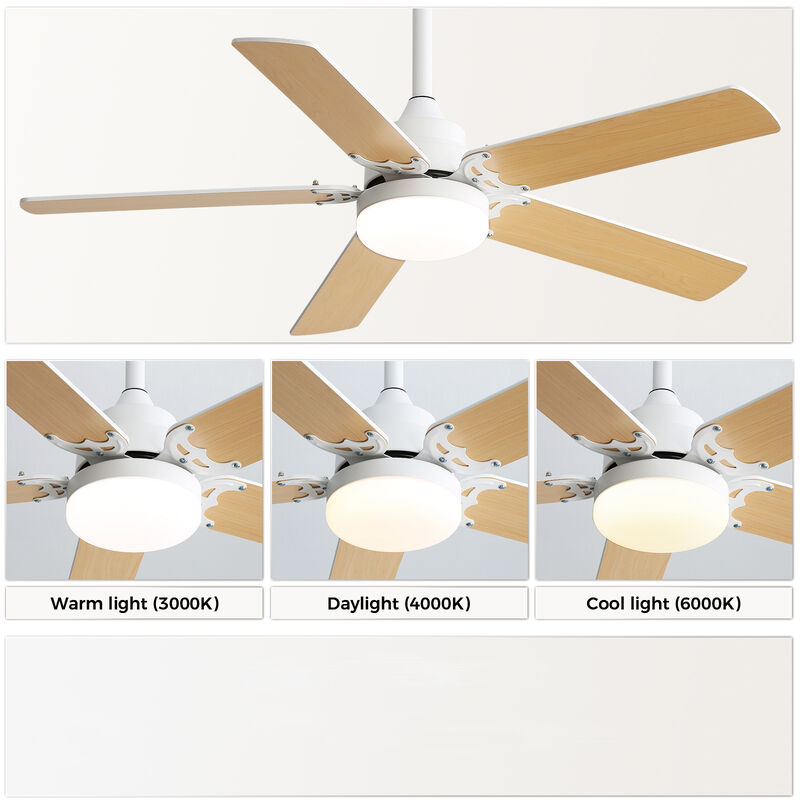 42 Inch Modern Ceiling Fan With LED Light 5 Blades Remote Control Reversible DC Motor White image number 4