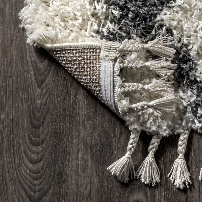 Gabrielle Mercer Shag Plush Tassel Moroccan Geometric Trellis Area Rug