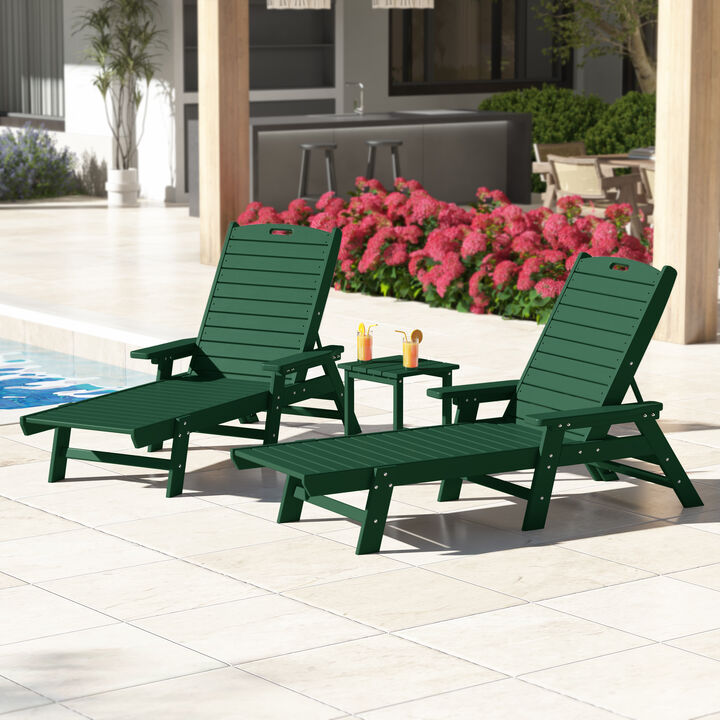 WestinTrends Poly Reclining Chaise Lounge Set With Table