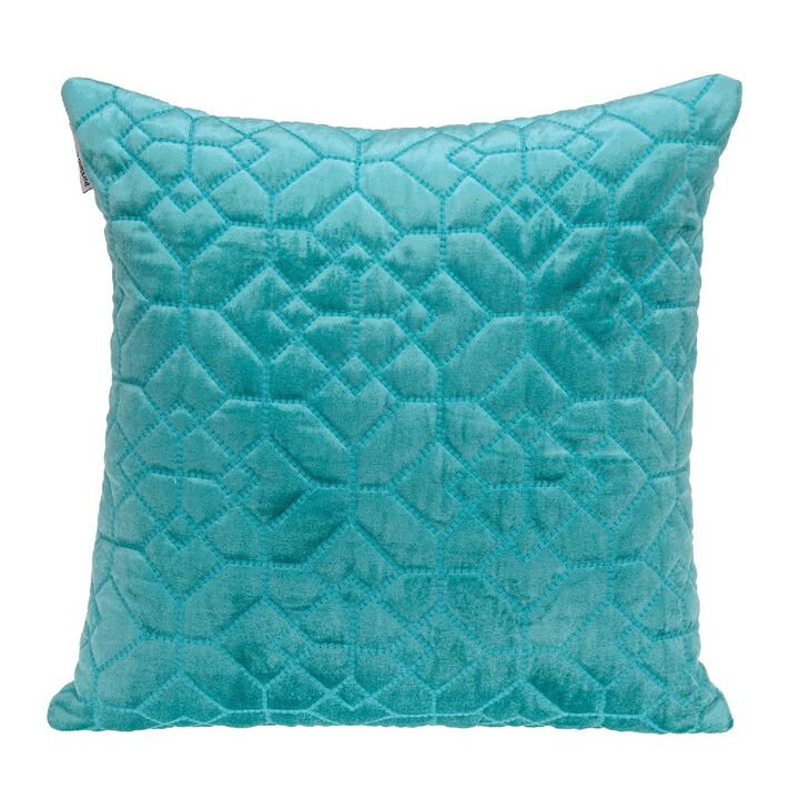20" Aqua Blue Transitional Quilted Throw Pillow