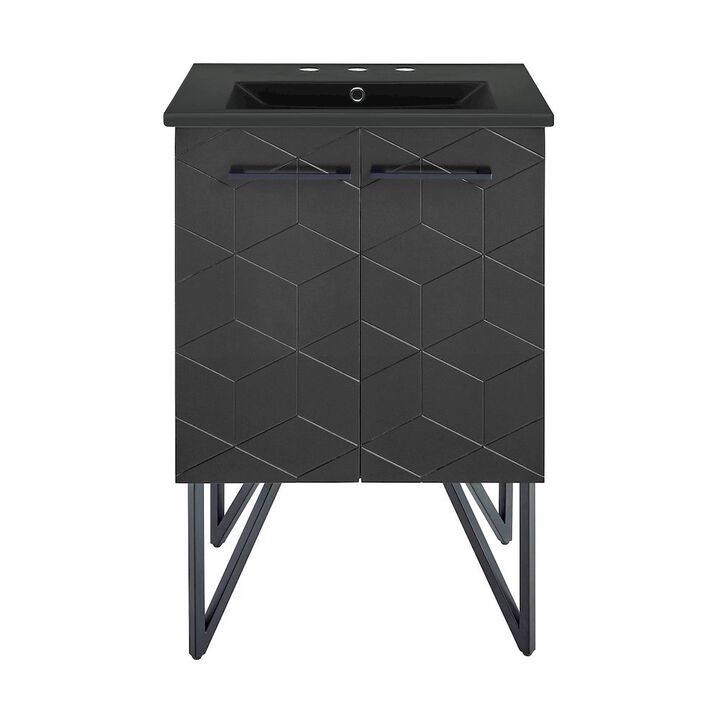 Annecy 24 in. Phantom Black Bathroom Vanity with 3-Hole Ceramic Sink Top
