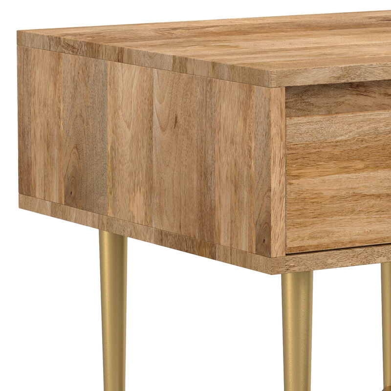 Fallon SOLID MANGO WOOD 20 inch Wide Square Contemporary End Table with Drawer in Natural