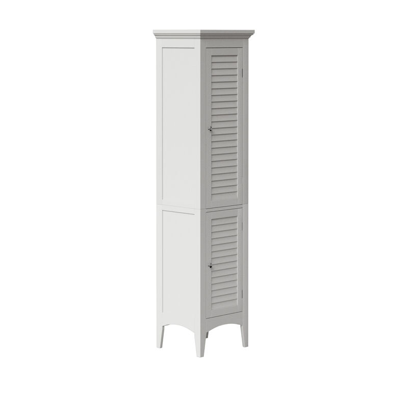 Glancy Freestanding Linen Tower with Two Faux Louvered Doors, White image number 3