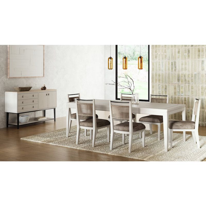 I Home Furnishings Elements Leg Table Metal Inlay - In Vanilla Finish