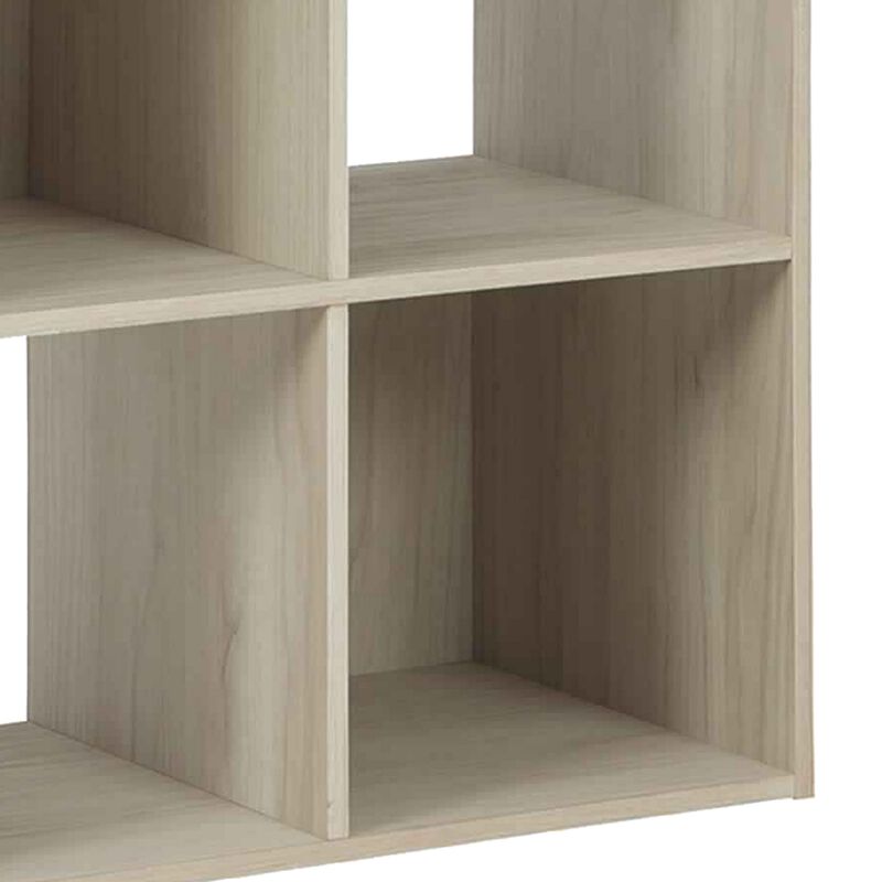 9 Cube Wooden Organizer with Grain Details, Natural Brown-Benzara image number 4