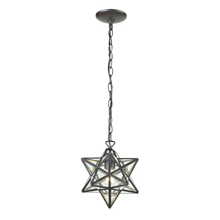 12" Star 1-Light Mini Pendant in Oiled Bronze with Clear Glass - Large
