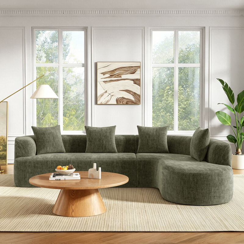 Whisen 116.5" Cloud Sectional Sofa, L-Shaped Chenille with Memory Foam, 4-Seat Curved Couch for Living Room image number 2